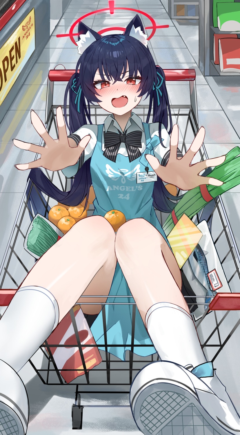 animal_ears, blue_archive, gonggo, halo, kuromi_serika, nekomimi, uniform