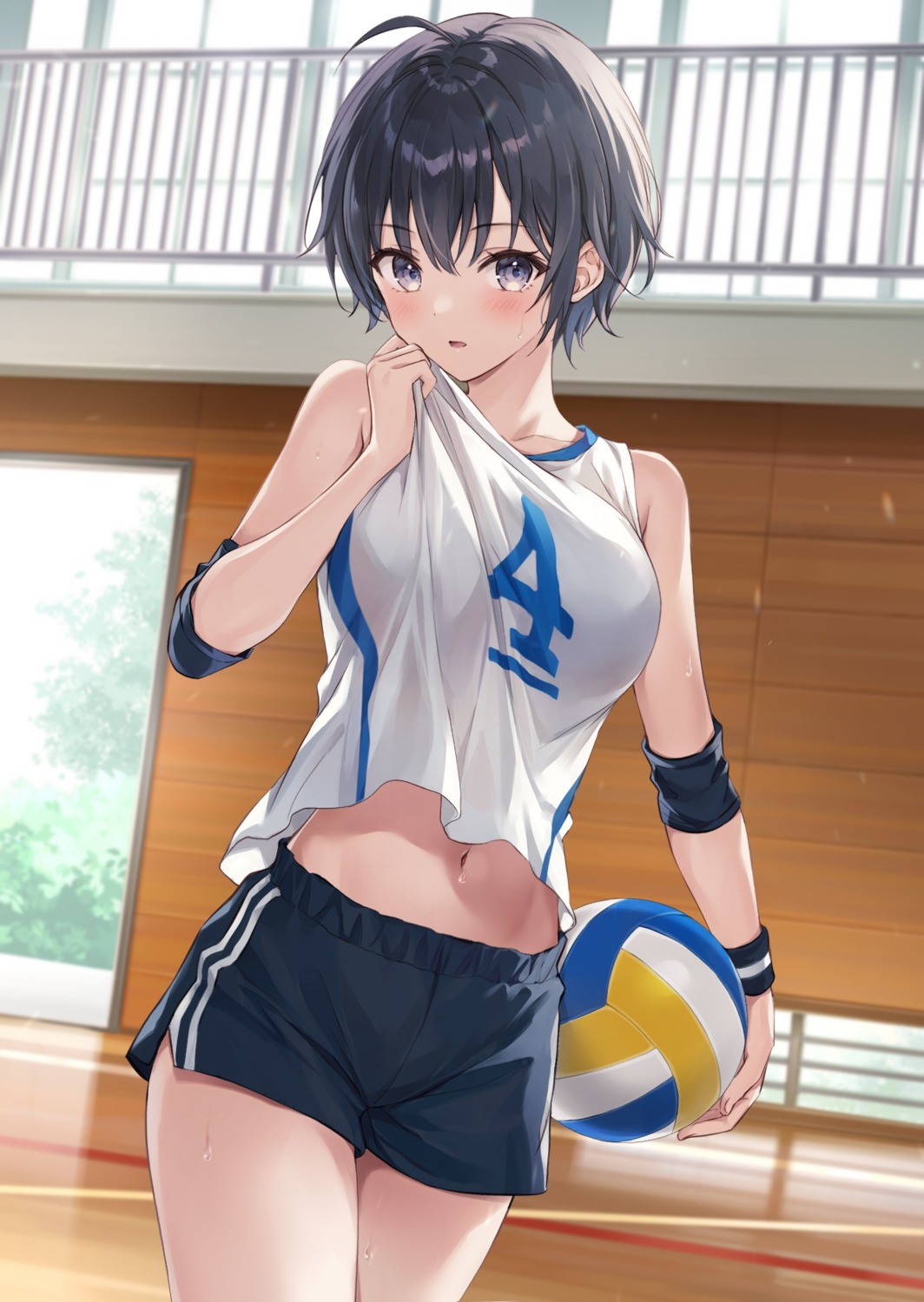 10-nen_buri_ni_saikai_shita_kusogaki_wa_seijun_bishoujo_jk_ni_seichoushita_ita, gym_uniform, hige_neko, ryuusyaku_mahiru, shirt_lift