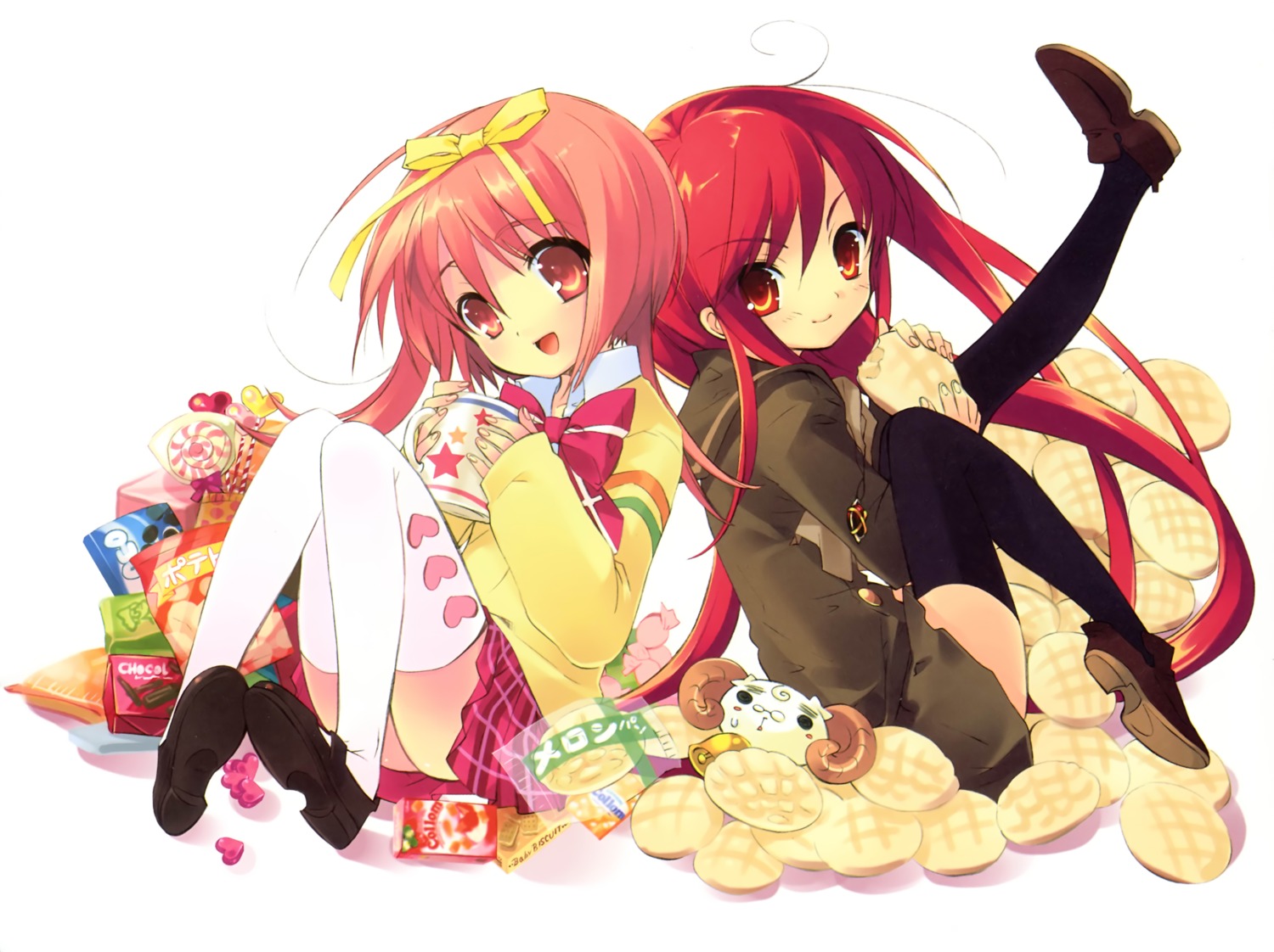akihime_sumomo, crossover, horns, ito_noizi, megane, nanatsuiro_drops, seifuku, shakugan_no_shana
