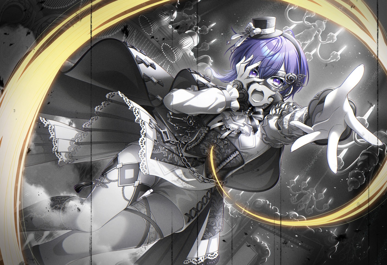 d4dj, garter, skirt_lift, sophia_(d4dj), tagme, tattoo, uniform