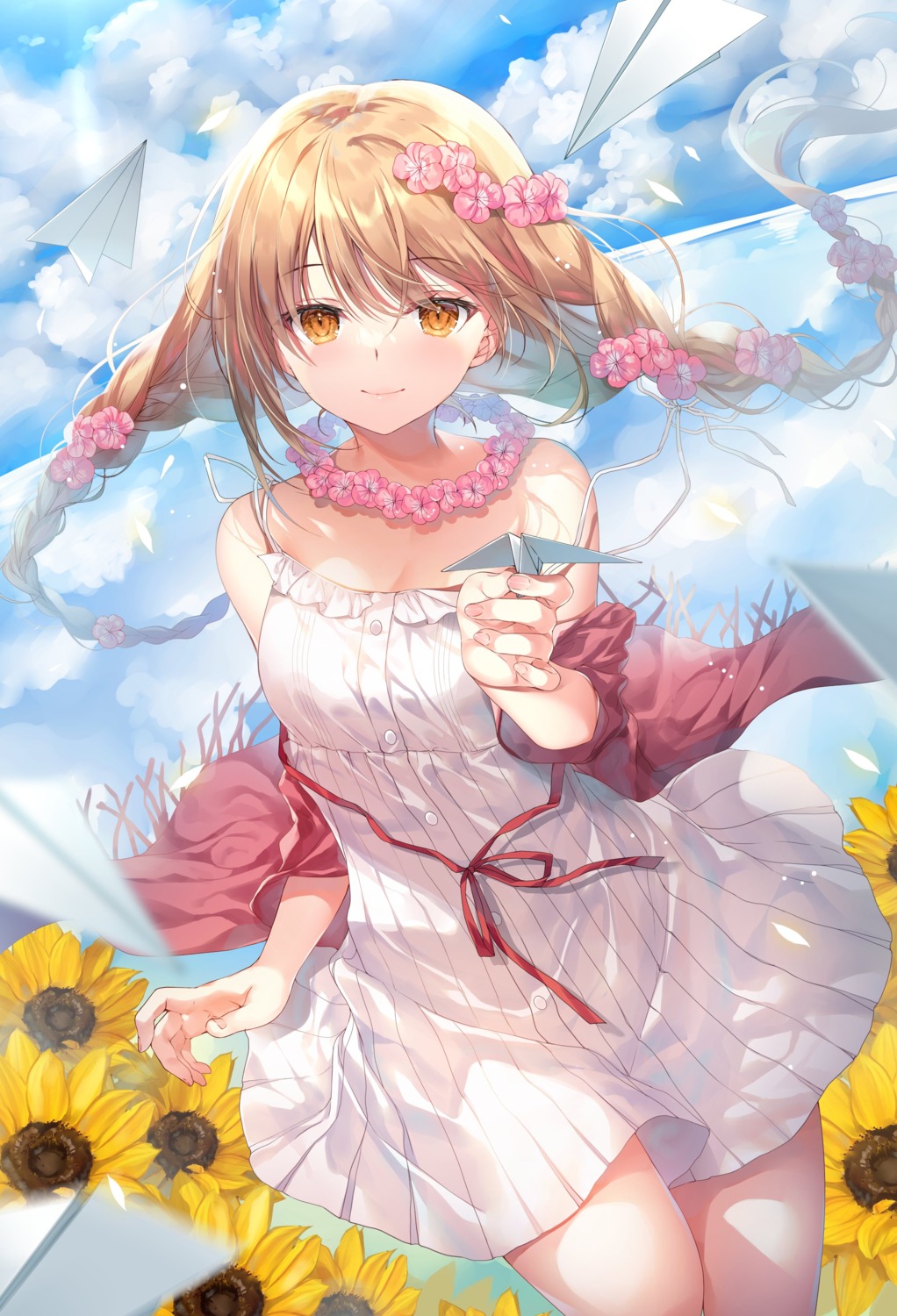 dress, emori_miku_project, miwabe_sakura, no_bra, skirt_lift, summer_dress