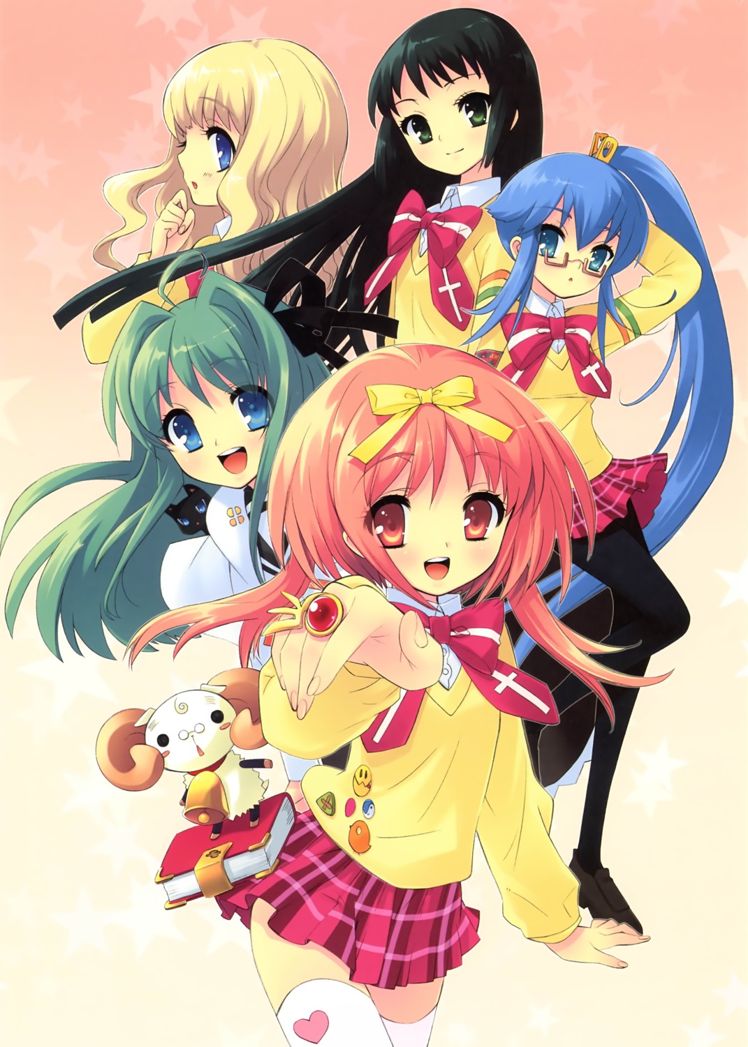 akihime_sumomo, croix, ito_noizi, koiwai_flora, megane, nanatsuiro_drops, neko, pantyhose, satsuki_julirsia, seifuku, thighhighs, yaeno_nadeshiko, yuki-chan, yuuki_nona