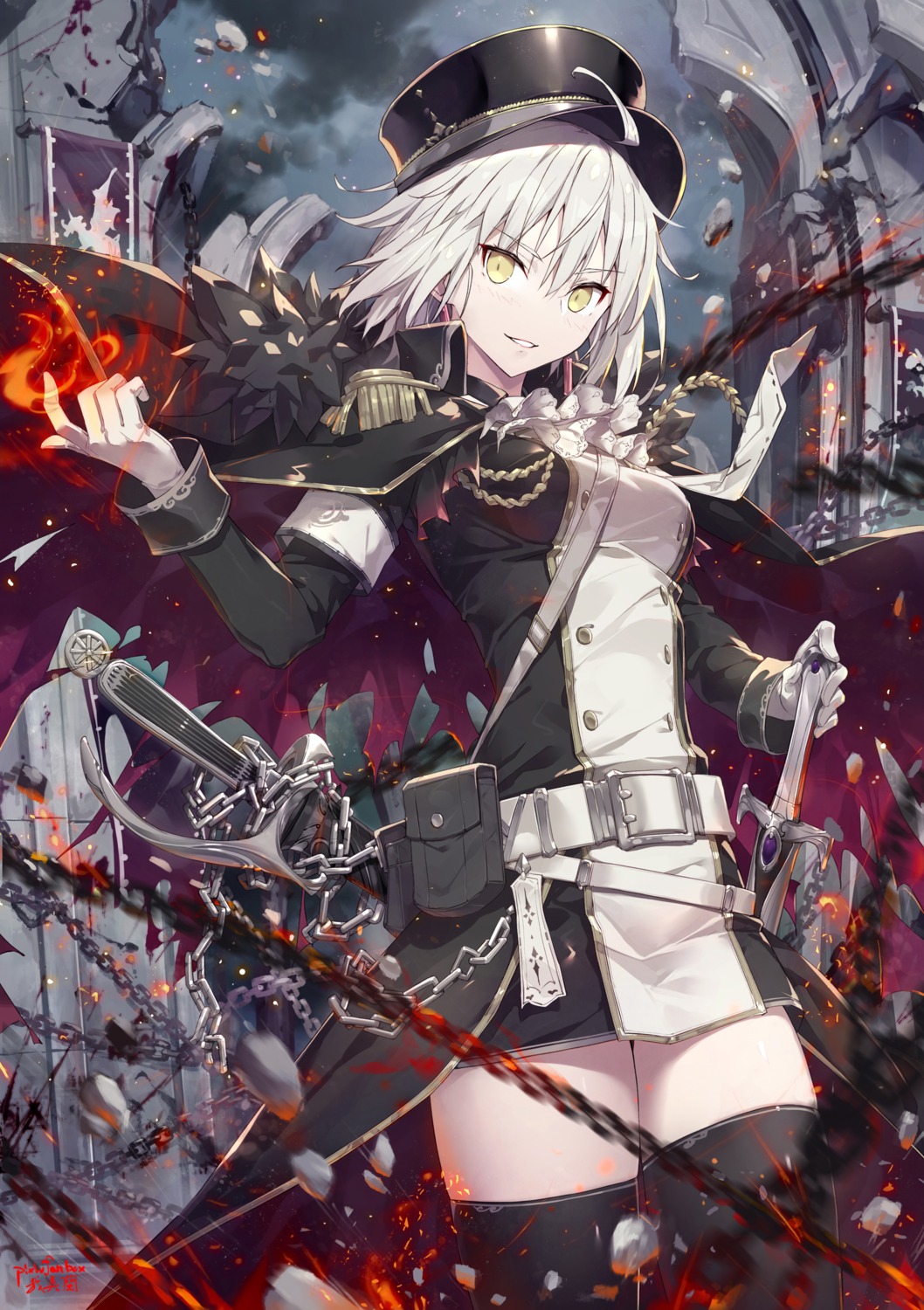 fate/grand_order, gabiran, jeanne_d'arc, jeanne_d'arc_alter_(fate), sword, thighhighs, uniform