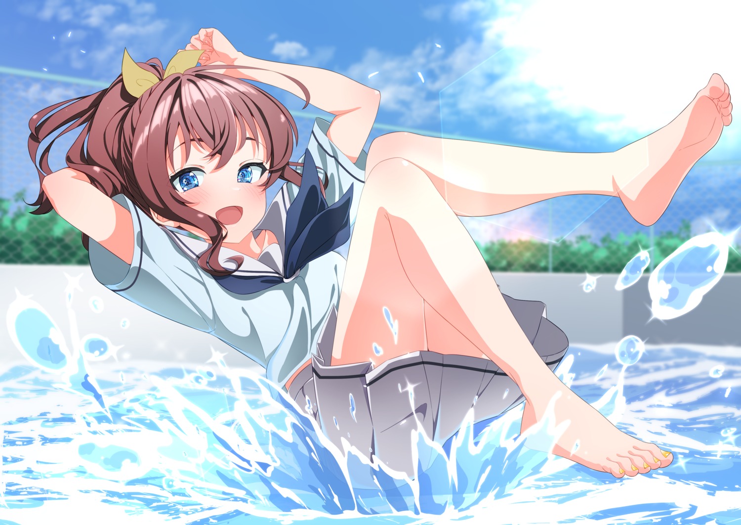 bang_dream!, feet, godai_01, seifuku, wet, yamabuki_saaya
