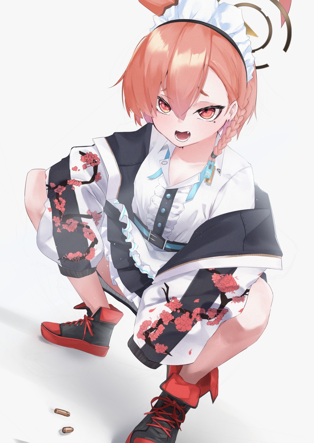 blue_archive, halo, maid, mikamo_neru, skirt_lift, tsugumiyusa