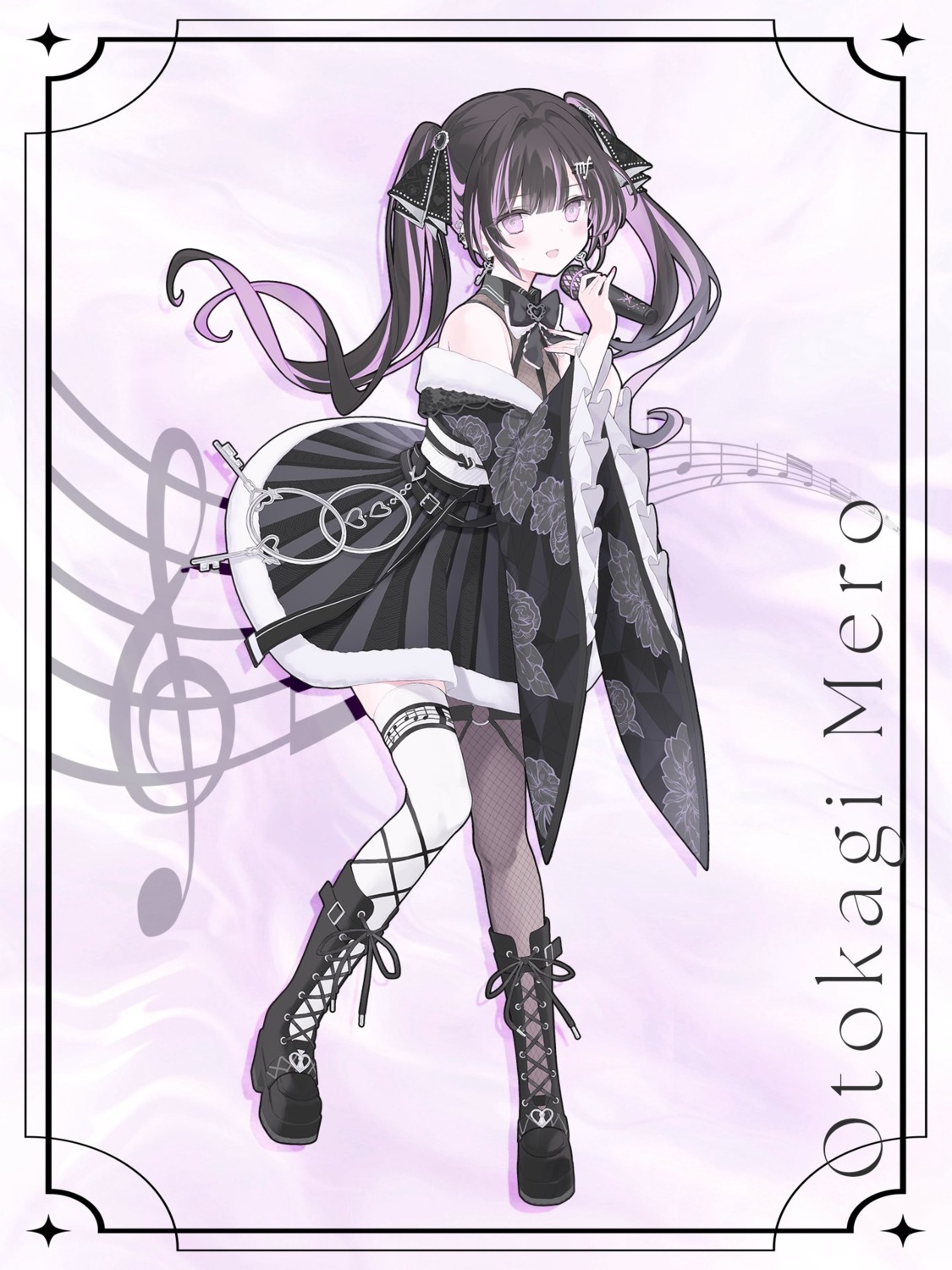 fishnets, garter, indie_virtual_youtuber, lolita_fashion, nana_(luna_berry), otokagi_mero, skirt_lift, thighhighs