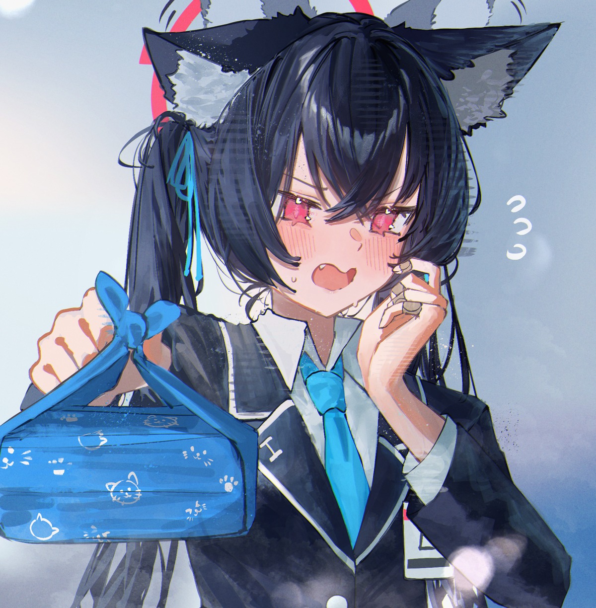animal_ears, betabeet, blue_archive, halo, kuromi_serika, nekomimi, seifuku