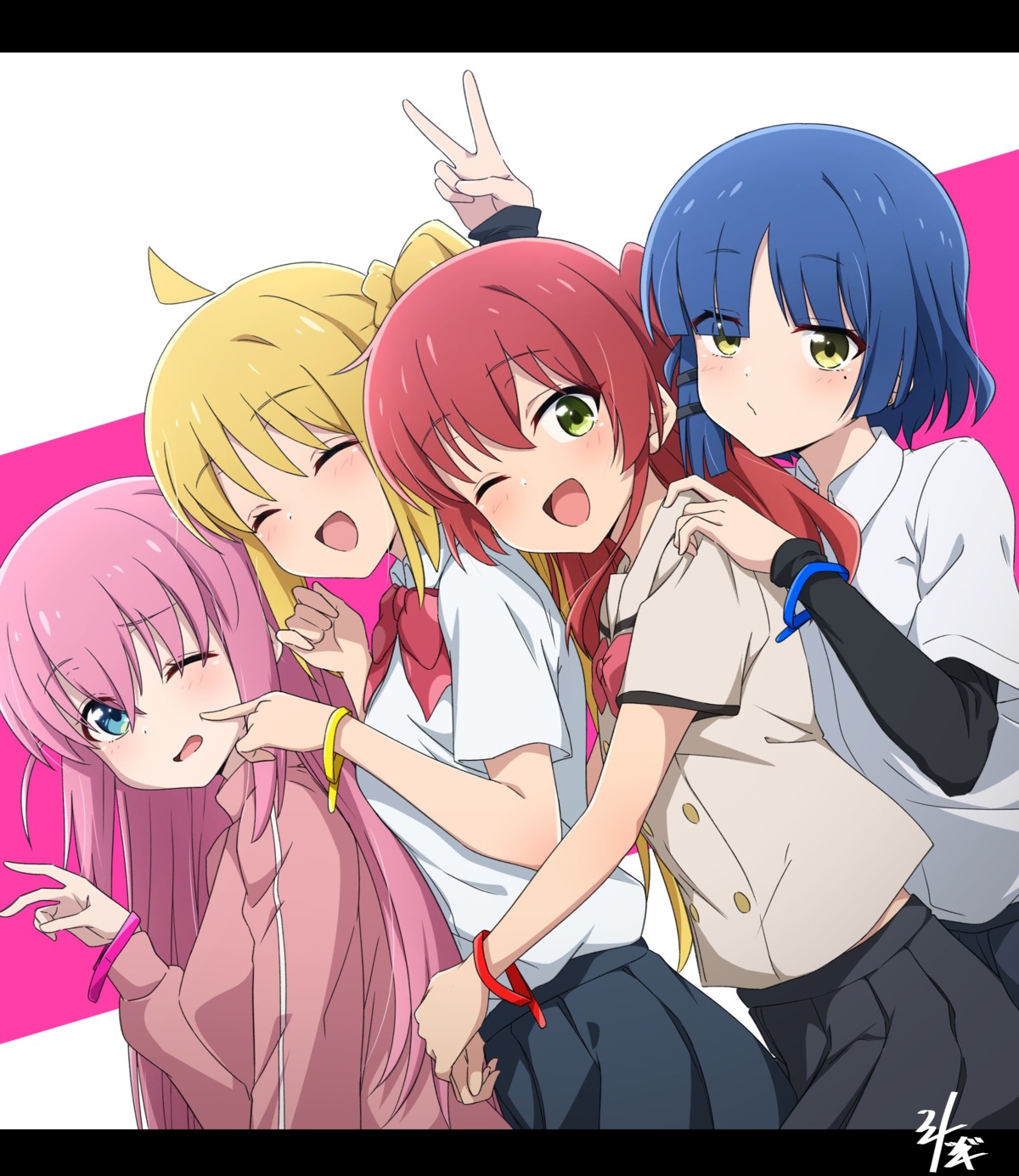 bocchi_the_rock!, gotou_hitori, gym_uniform, ijichi_nijika, kita_ikuyo, nishizuki_shino, seifuku, yamada_ryou