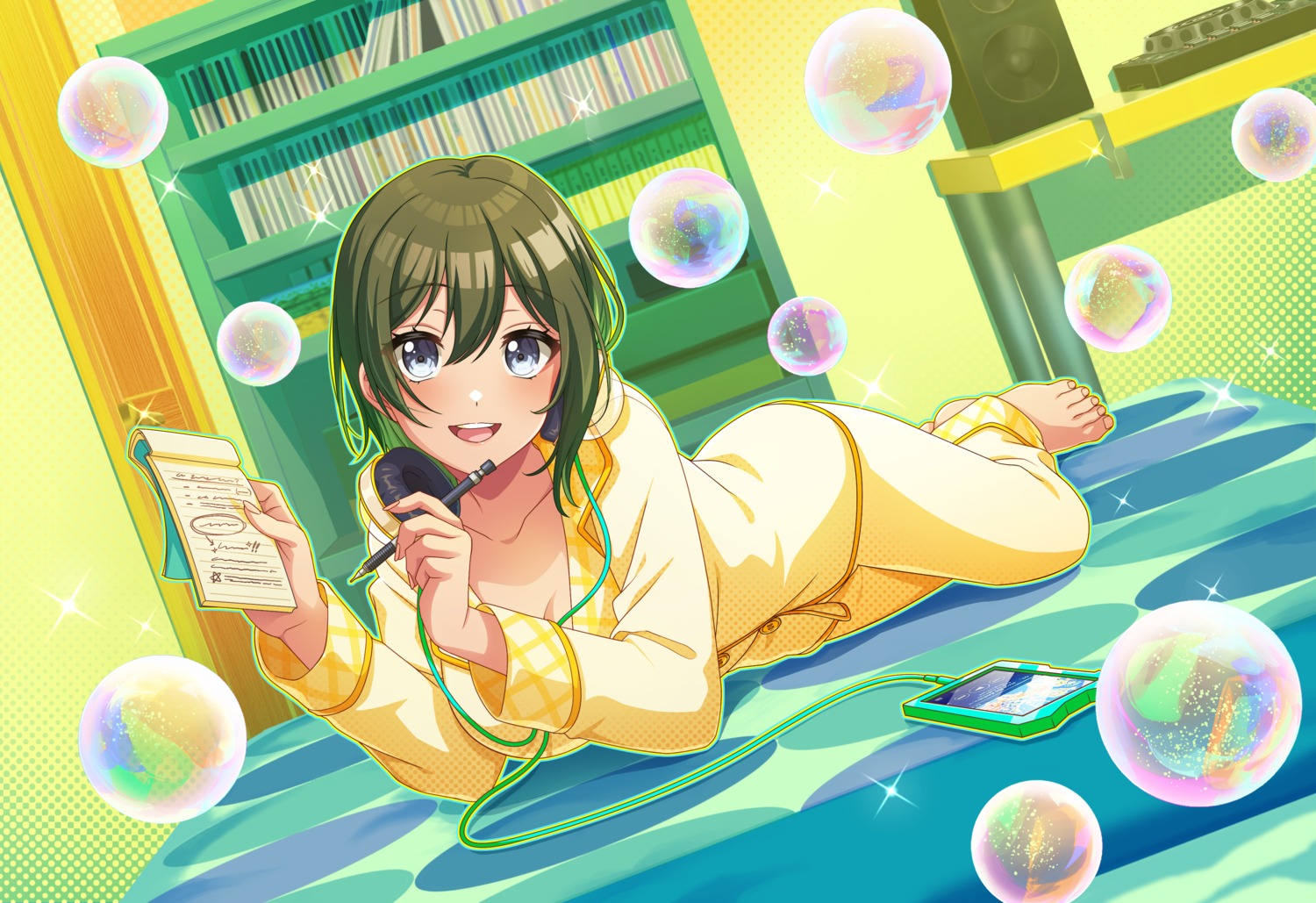 akashi_maho, d4dj, headphones, pajama, tagme