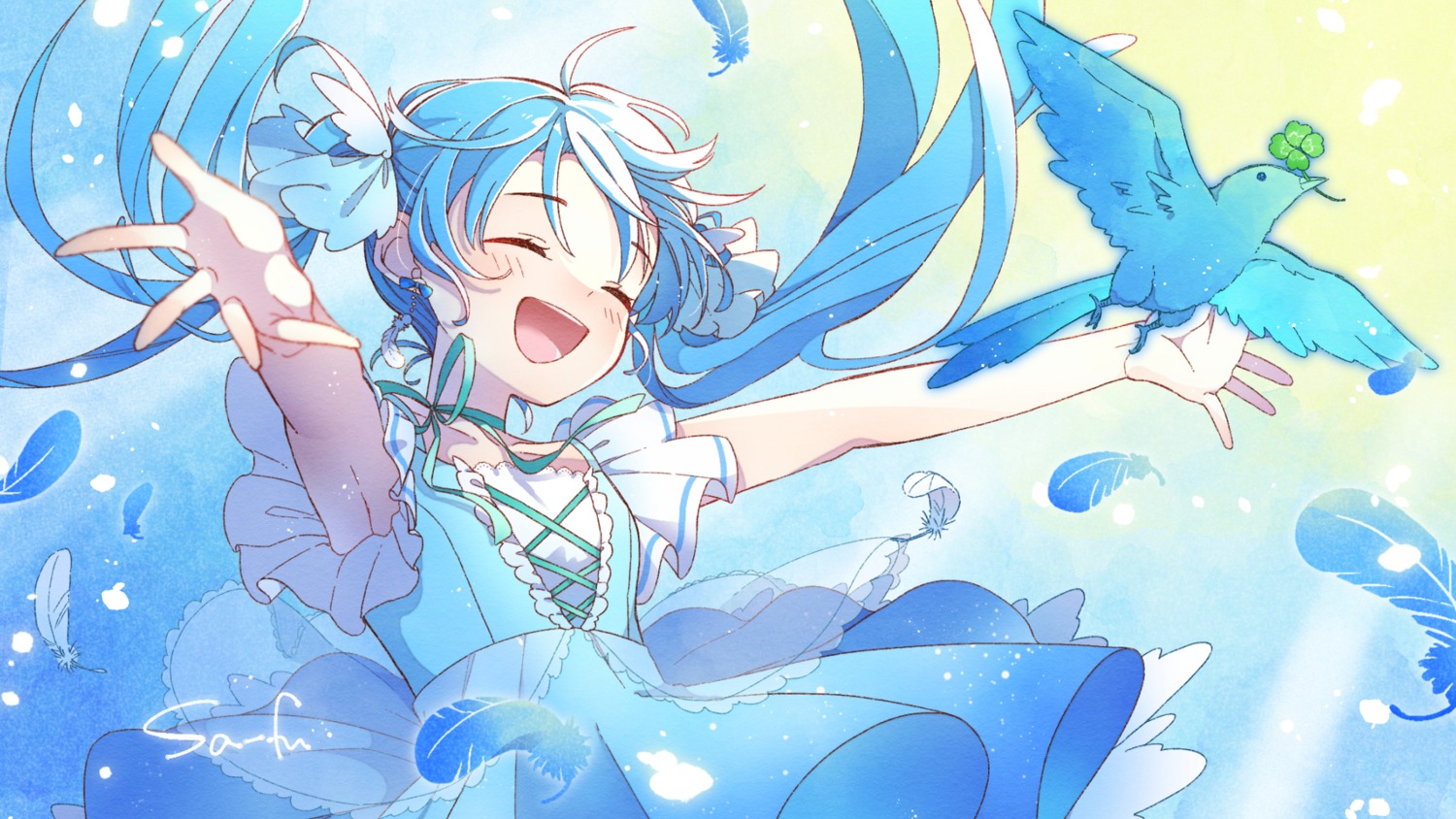 dress, hatsune_miku, sa-fu, skirt_lift, vocaloid, wallpaper
