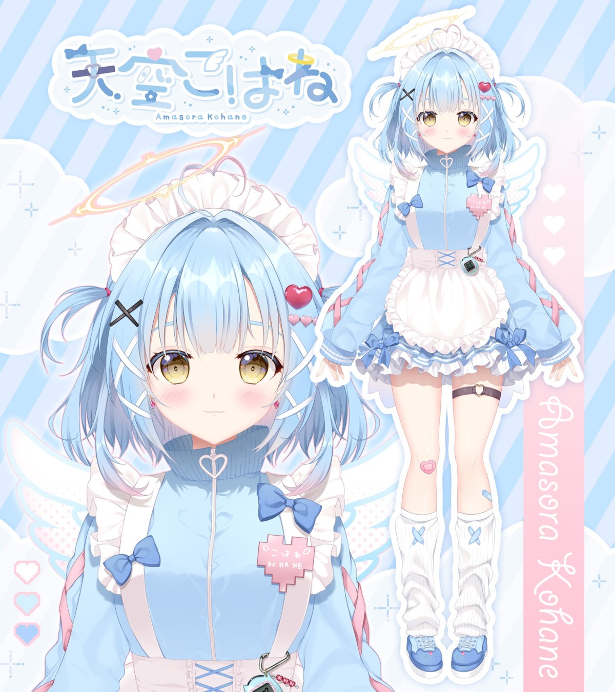 amasora_kohane, angel, bandaid, garter, gym_uniform, indie_virtual_youtuber, maid, mikeou
