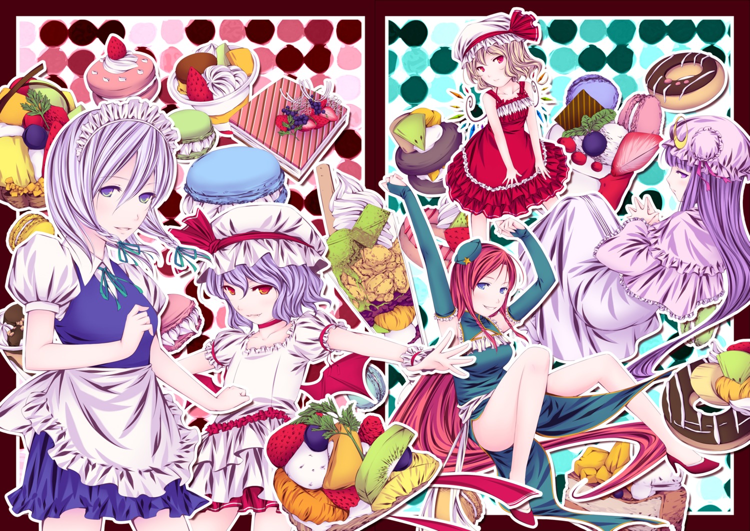 ayasaka, flandre_scarlet, hong_meiling, izayoi_sakuya, patchouli_knowledge, remilia_scarlet, touhou