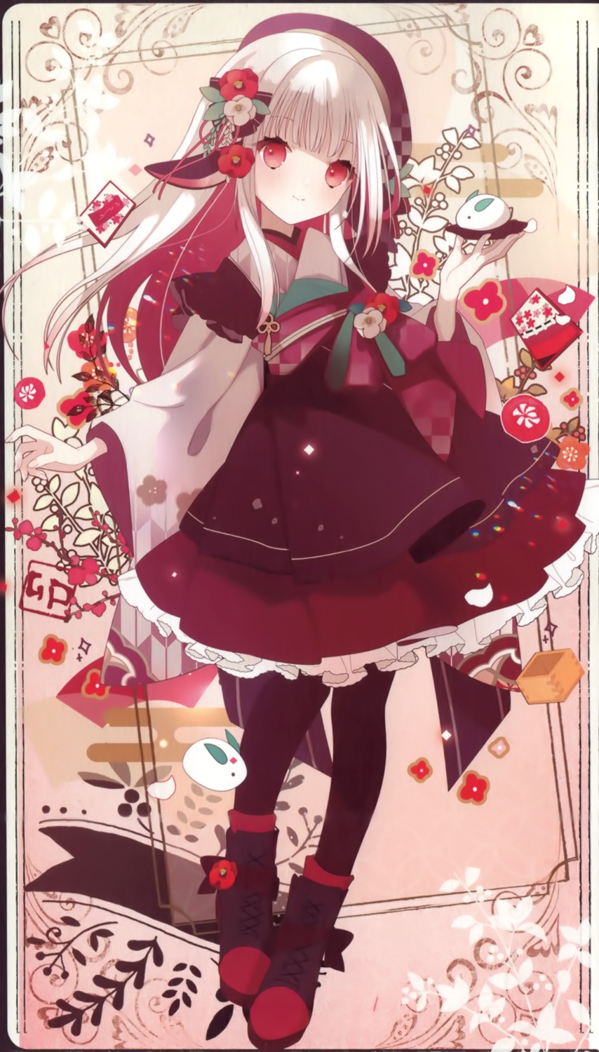 animal_ears, maid, pantyhose, rustico, wa_maid, waitress, yuzuyomogi