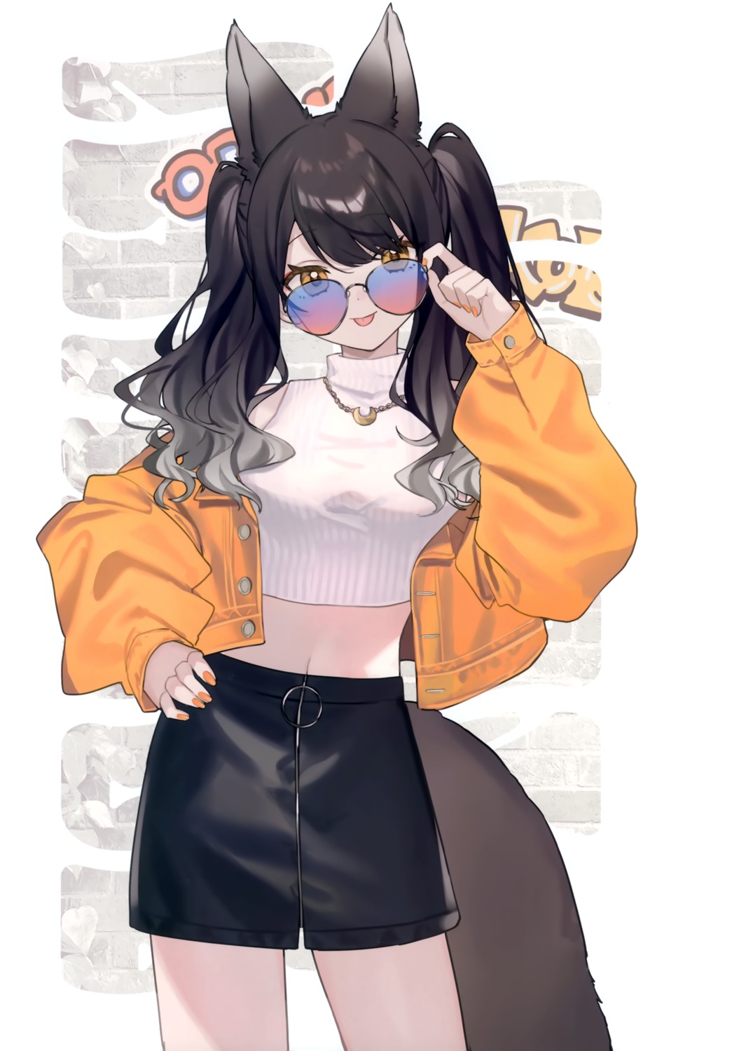 animal_ears, kinako_mocchi, megane, shugao, sweater, tail