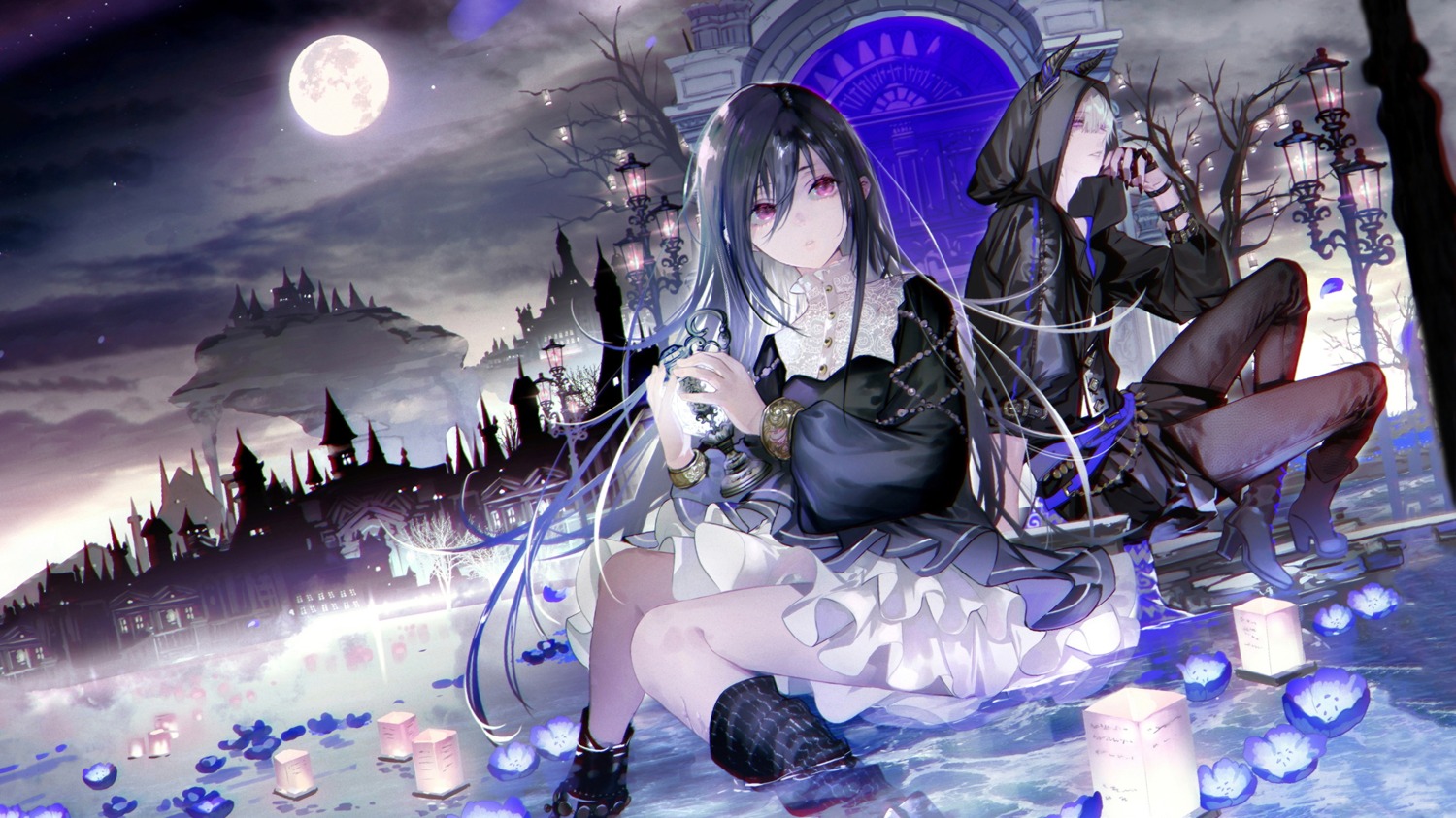 heels, horns, ishizue_kachiru, landscape, photoshop, skirt_lift, wet