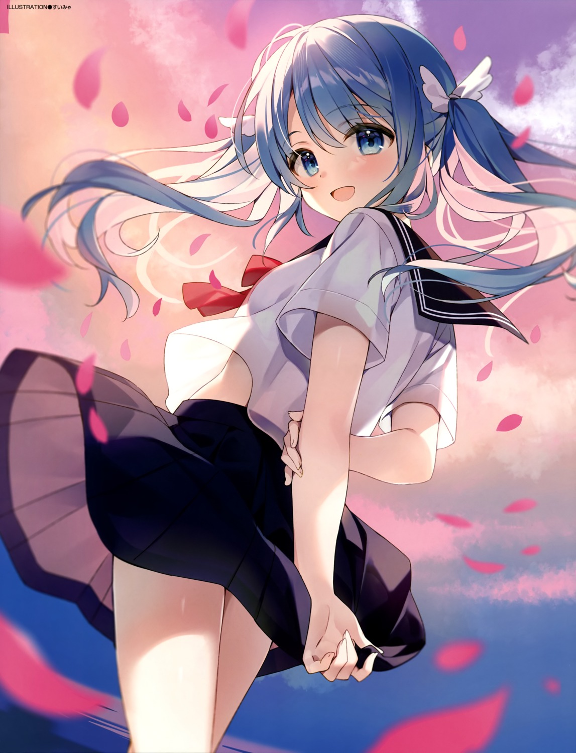 see_through, seifuku, sesera, shirt_lift, skirt_lift, suimya