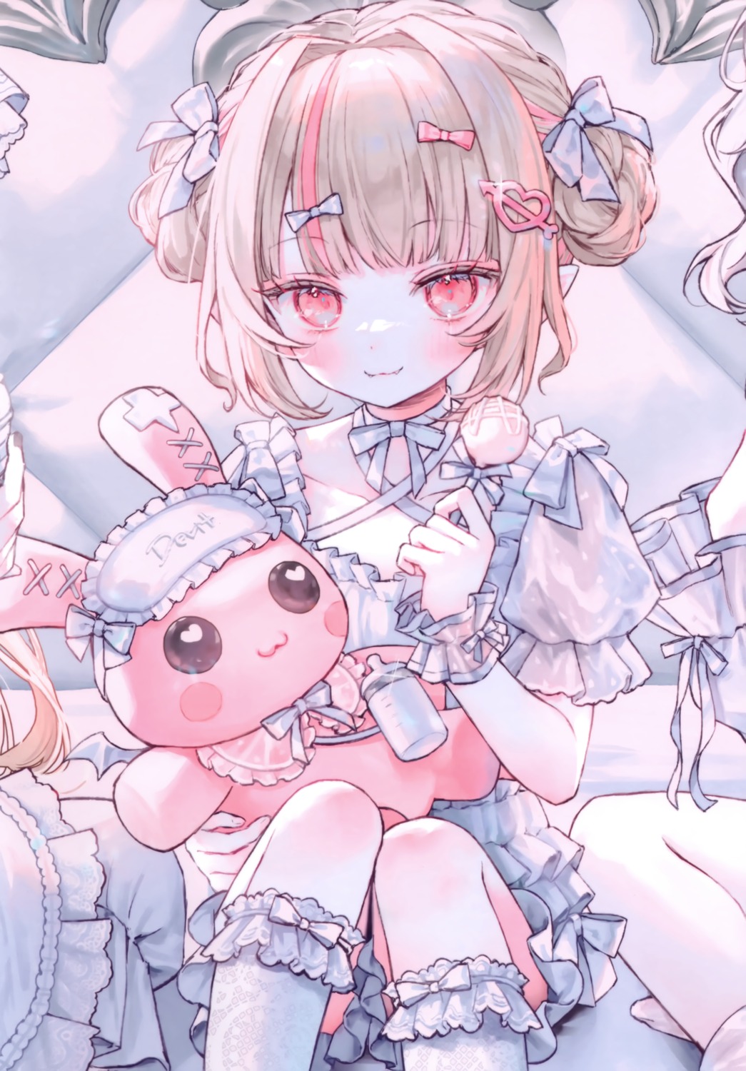 bloomers, makaino_ririmu, nijisanji, nijisanji_gamers, pajama, pointy_ears, see_through, shiromi_nimi