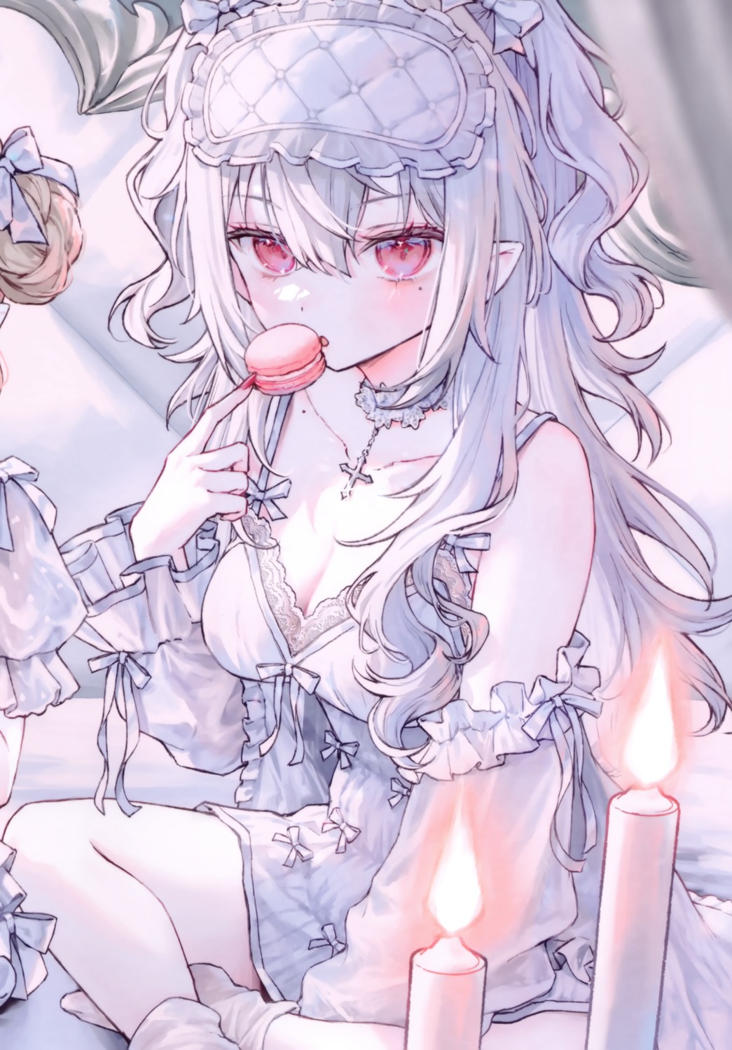 cleavage, genderswap, kuzuha_(nijisanji), nijisanji, nijisanji_gamers, pajama, pointy_ears, sanya_(kuzuha)