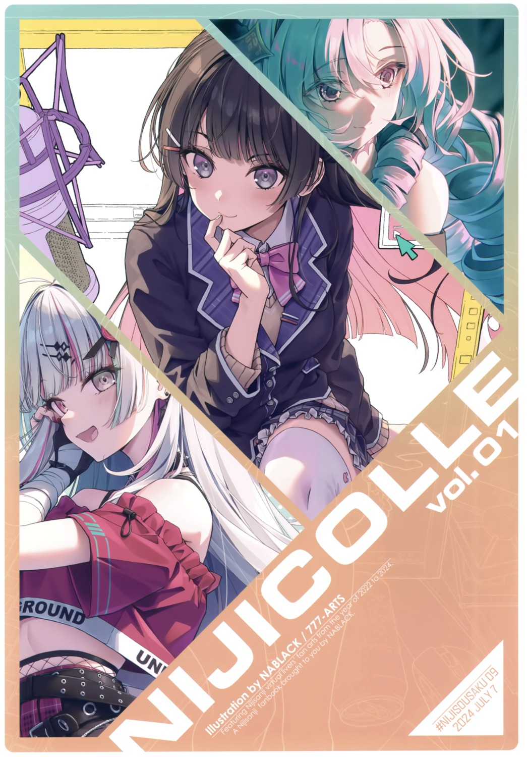 777-arts, bandages, fishnets, heterochromia, hyakumantenbara_salome, ishigami_nozomi, nablack, nijisanji