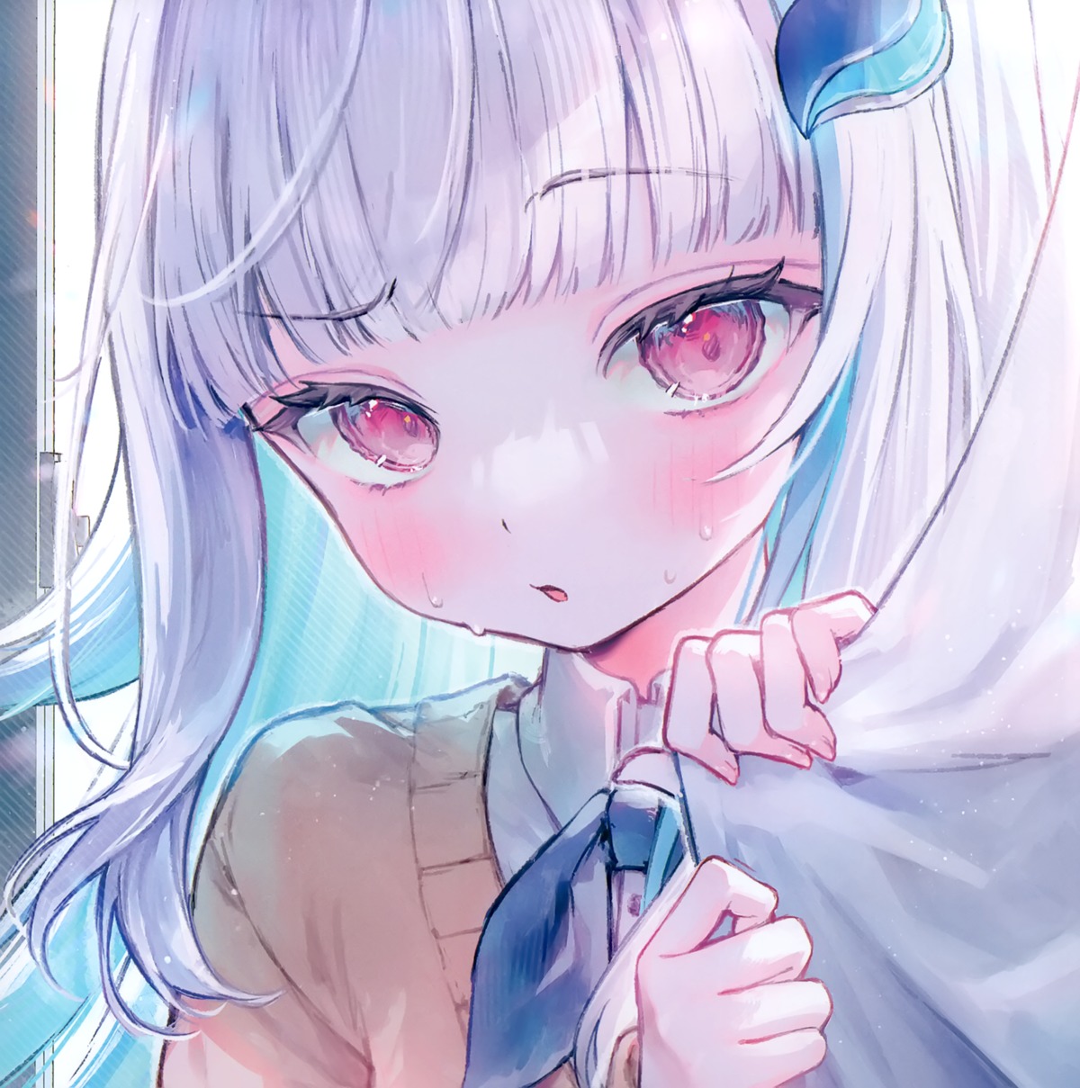 lize_helesta, nijisanji, seifuku, shiromi_nimi, shiromi_nimi_(circle), sweater, wet