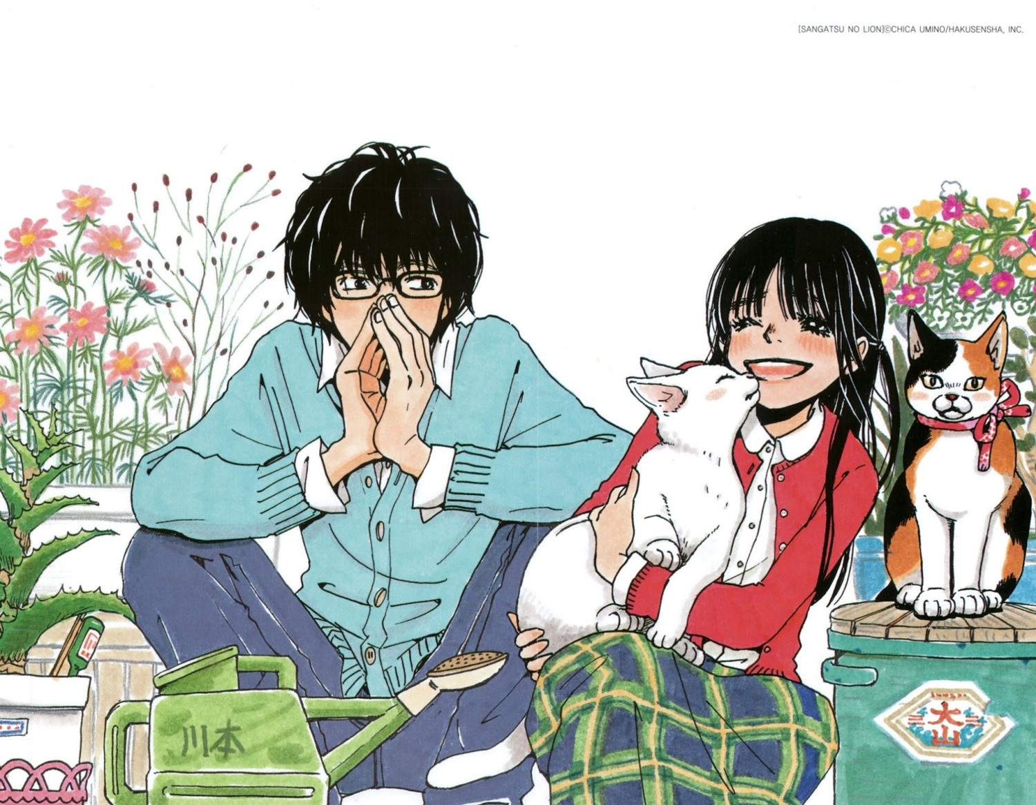 kawamoto_hinata, kiriyama_rei, megane, neko, sangatsu_no_lion, sweater, umino_chica