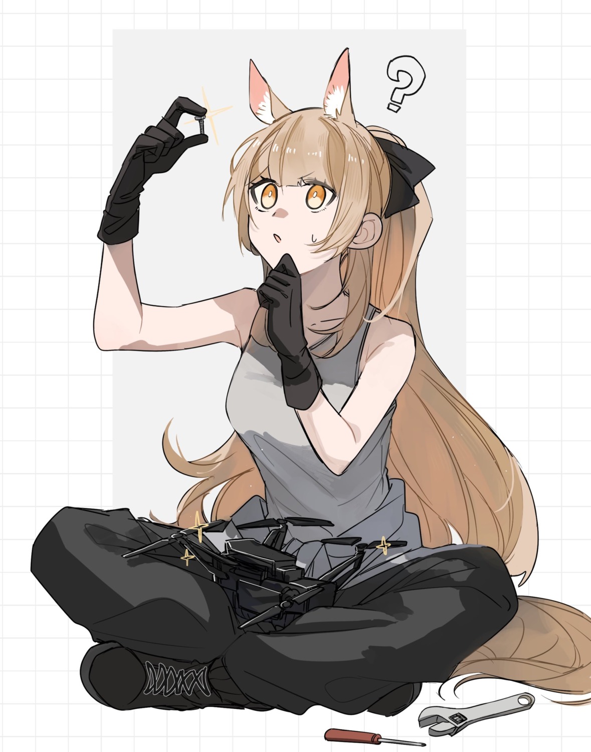 animal_ears, arknights, blemishine_(arknights), tail, yakota_(usuk-yako)