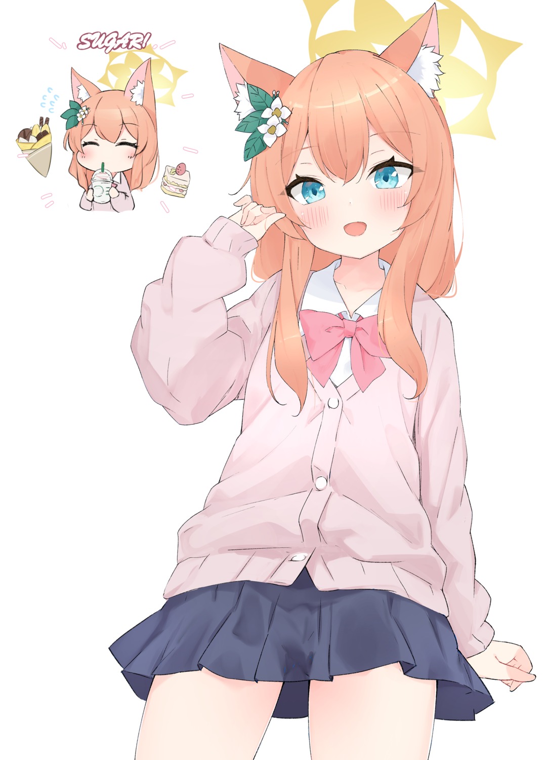 animal_ears, blue_archive, chibi, halo, iochi_mari, kerosan63, nekomimi, seifuku, sweater