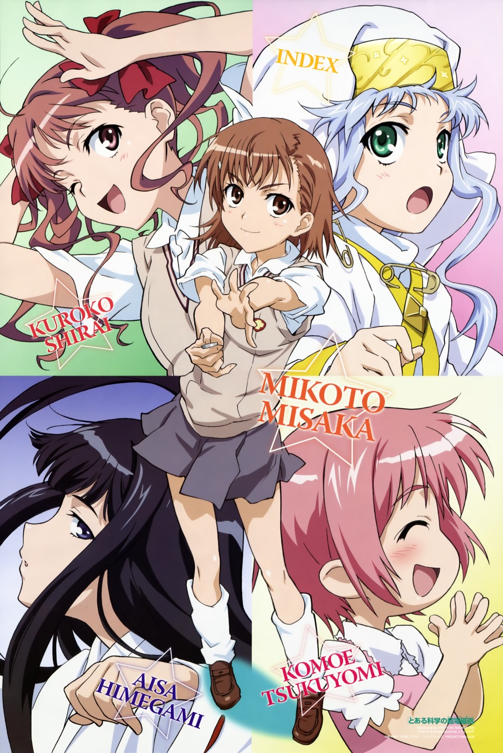 himegami_aisa, index, misaka_mikoto, nishimura_hiroyuki, seifuku, shirai_kuroko, toaru_kagaku_no_railgun, toaru_majutsu_no_index