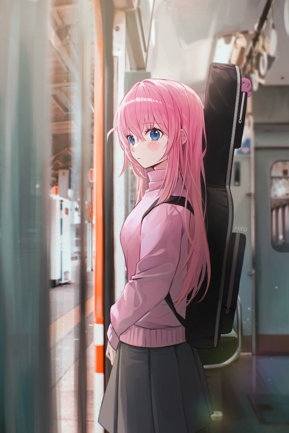 bocchi_the_rock!, gotou_hitori, guitar, gym_uniform, rounizm, seifuku