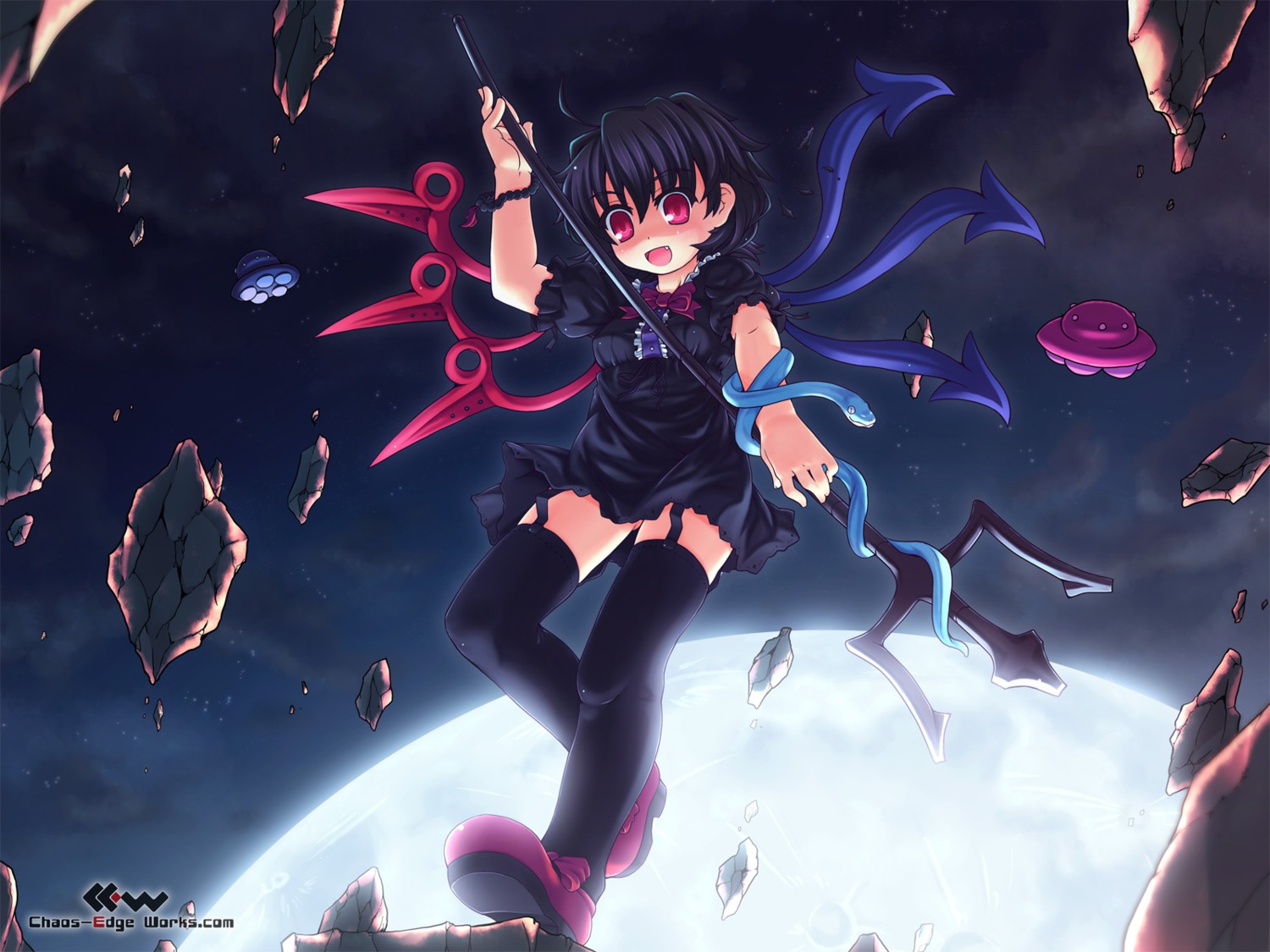etogami_kazuya, houjuu_nue, touhou, wallpaper