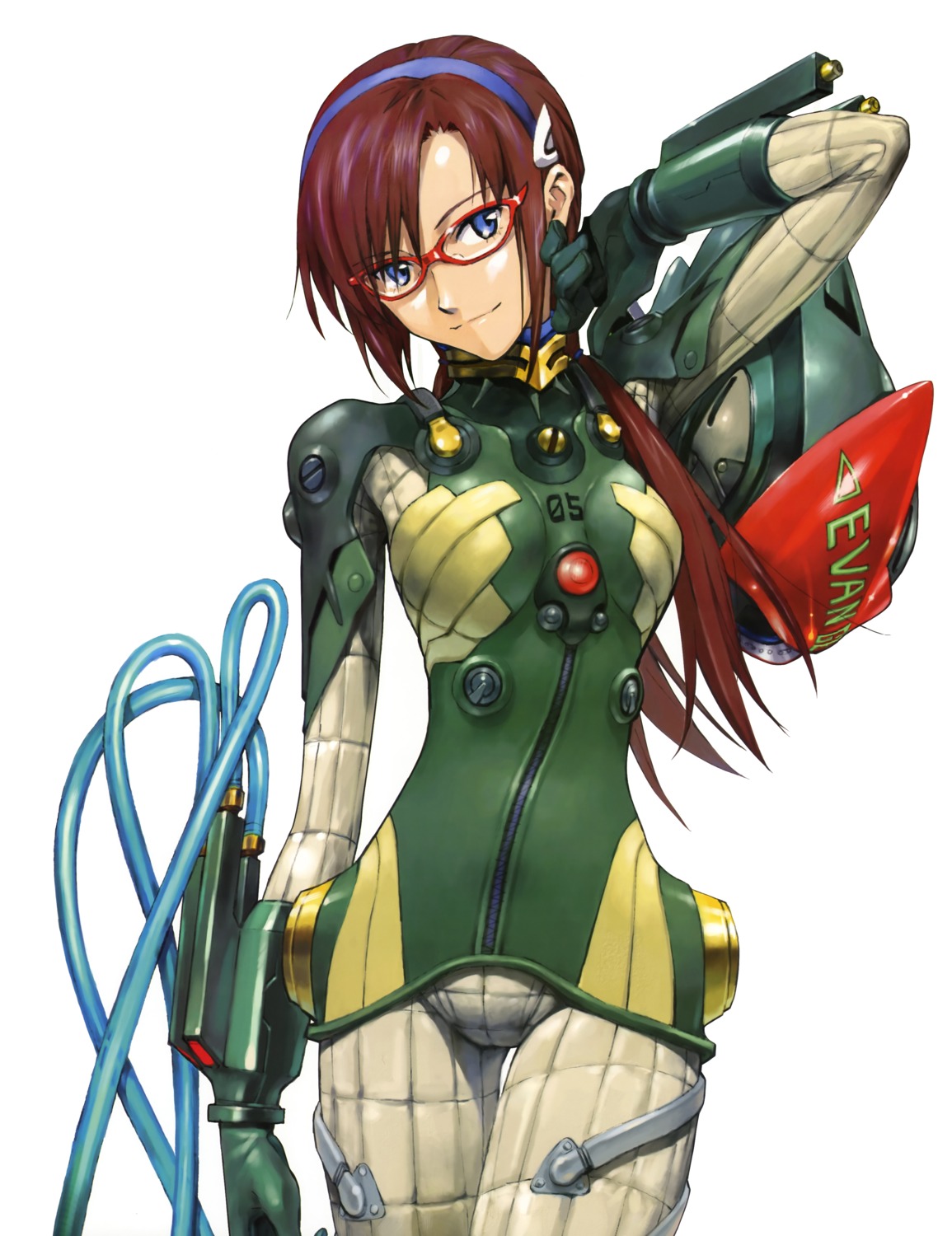 bodysuit, detexted, makinami_mari_illustrious, megane, neon_genesis_evangelion, sadamoto_yoshiyuki