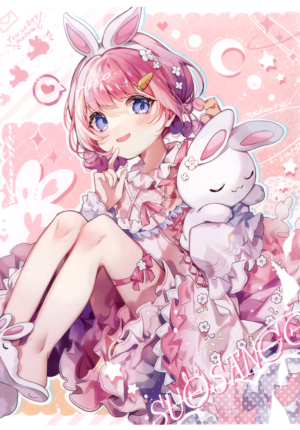animal_ears, bunny_ears, chat_perche, dress, garter, kokouta_nanatsu, nijisanji, skirt_lift