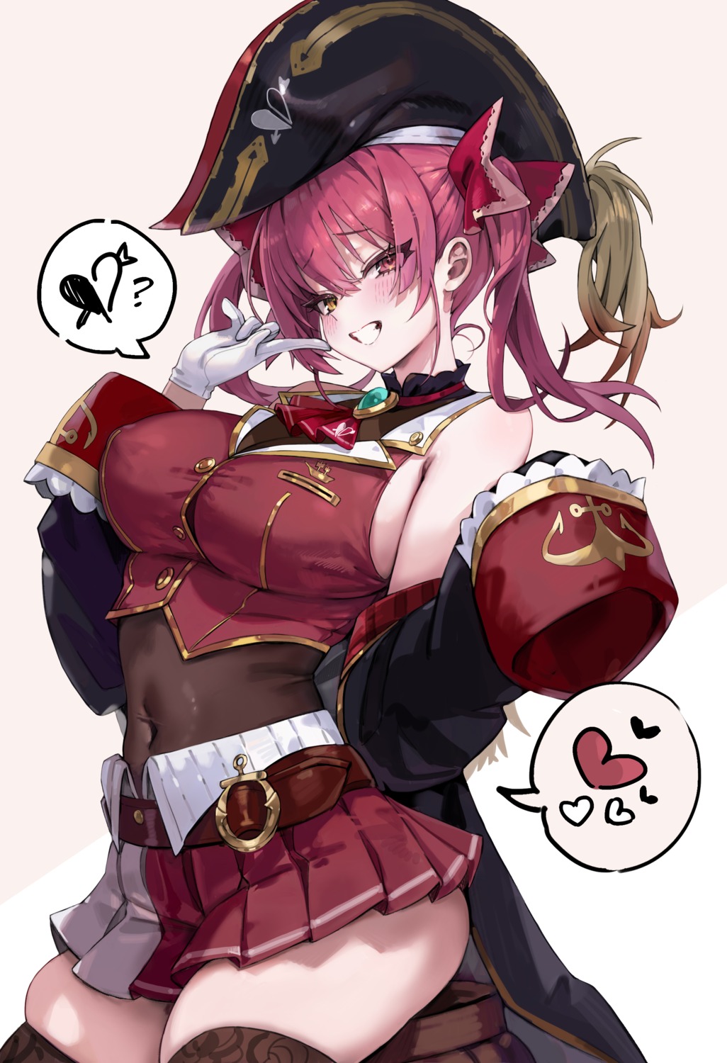 freng, heterochromia, hololive, houshou_marine, pirate, thighhighs