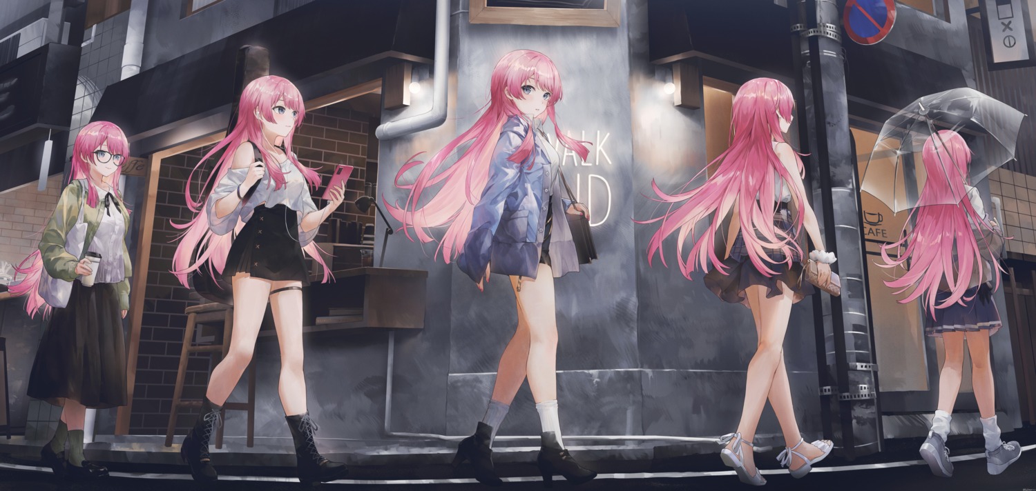 bang_dream!, bang_dream!_it's_mygo!!!!!, character_design, chihaya_anon, garter, heels, megane, seifuku
