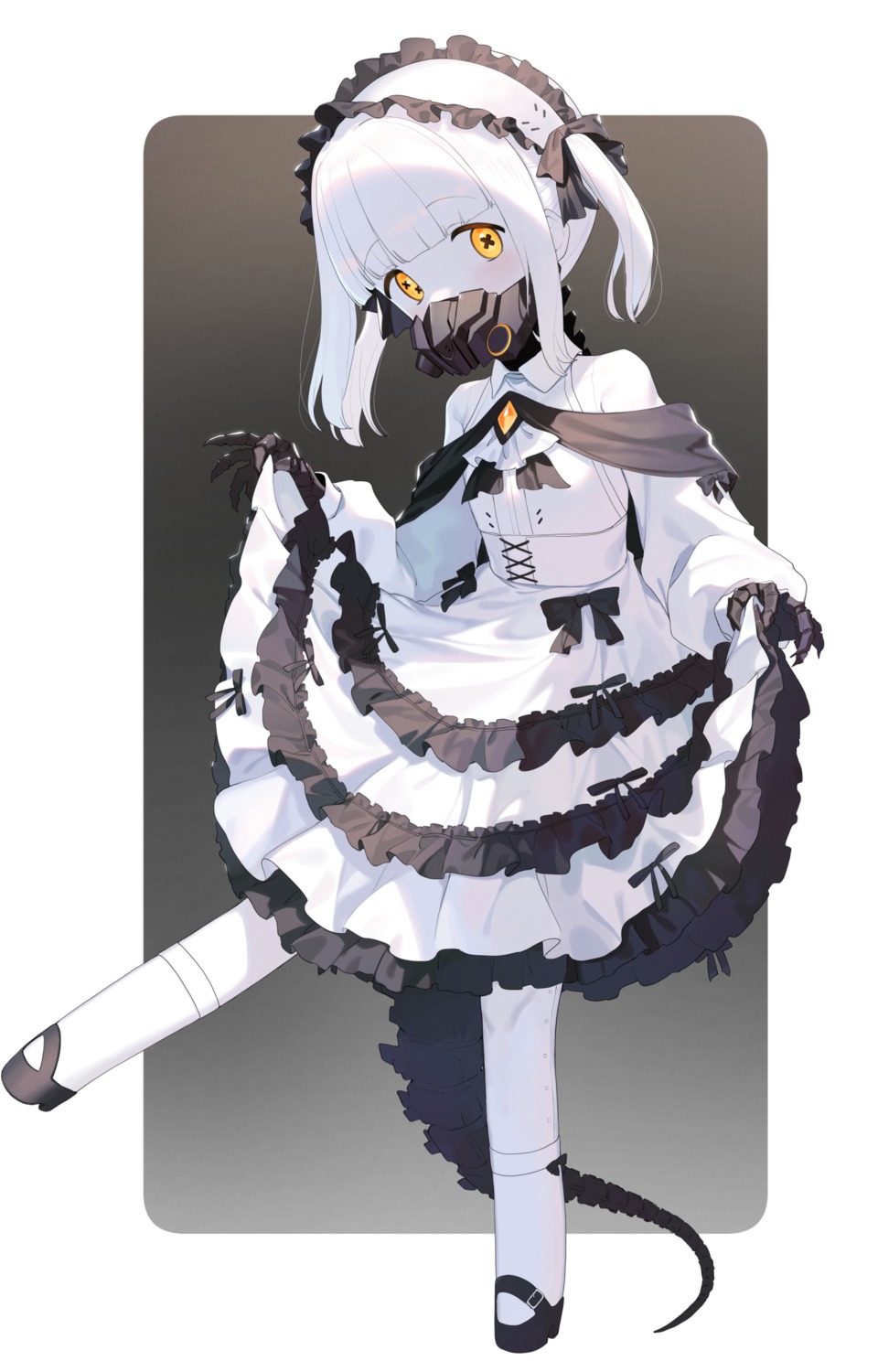 blue_archive, dress, ein_(blue_archive), halo, lolita_fashion, signalviolet, skirt_lift, tail