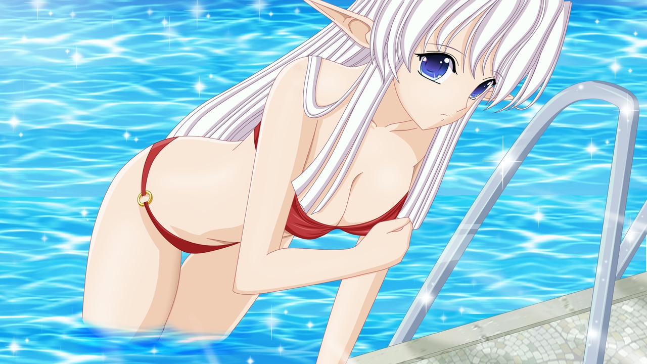 artemisumi, bikini, elf, pointy_ears, swimsuits