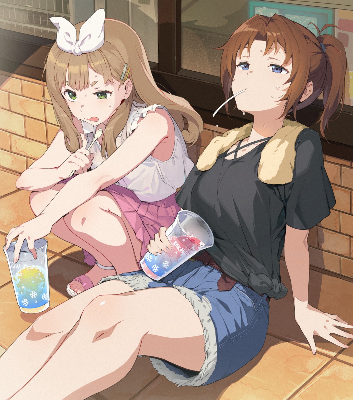 3s_(tarariko), hibike!_euphonium, nakagawa_natsuki, skirt_lift, yoshikawa_yuuko