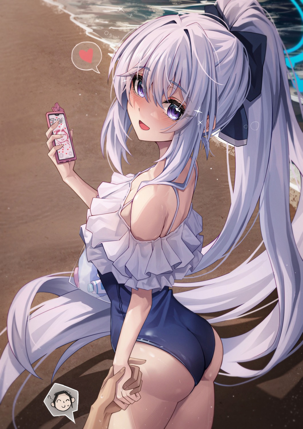 ass, blue_archive, halo, hidel, swimsuits, tsukiyuki_miyako