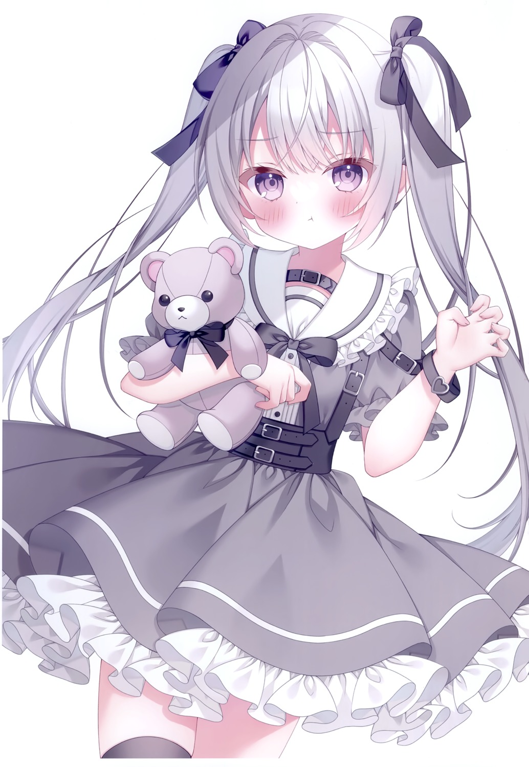dress, kotori_no_shokuji, puu_(kotori_no_shokuji), skirt_lift, thighhighs
