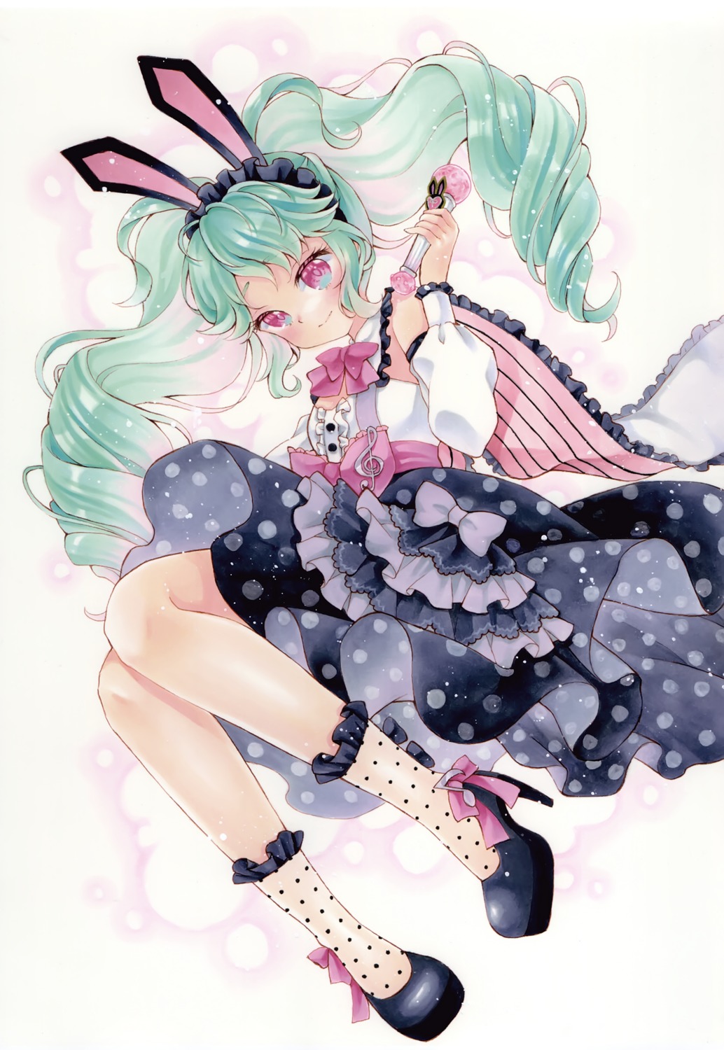 animal_ears, bunny_ears, dress, heels, katasumi_amari, kotori_no_shokuji, miyu_kichi, pretty_series, pripara, skirt_lift