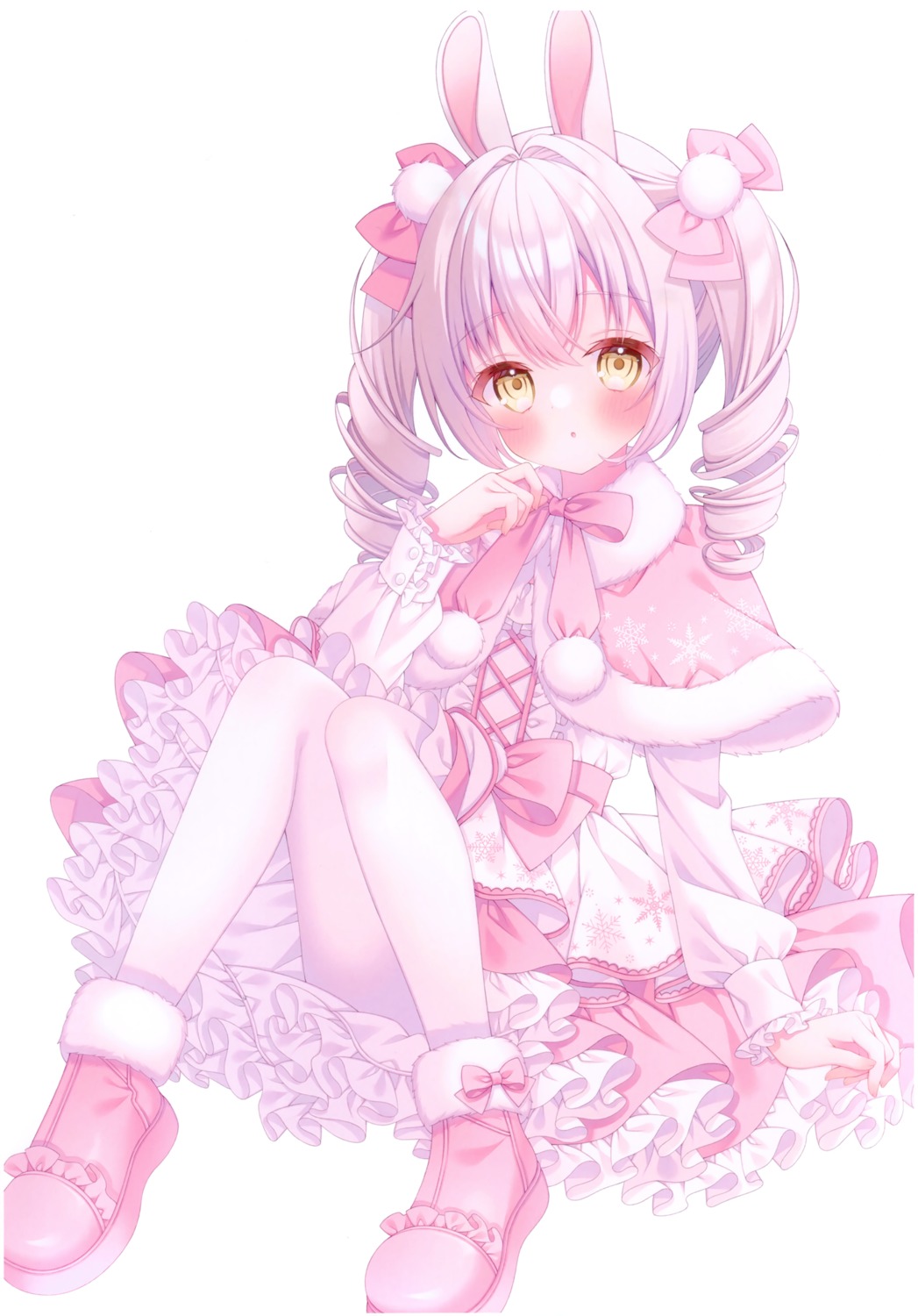 animal_ears, bunny_ears, dress, kotori_no_shokuji, pantyhose, puu_(kotori_no_shokuji), skirt_lift
