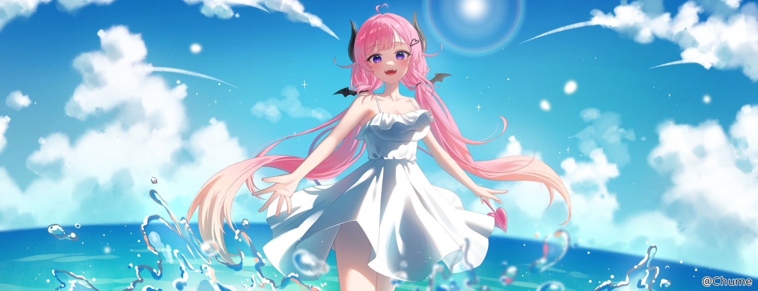 dress, horns, narebi, skirt_lift, summer_dress