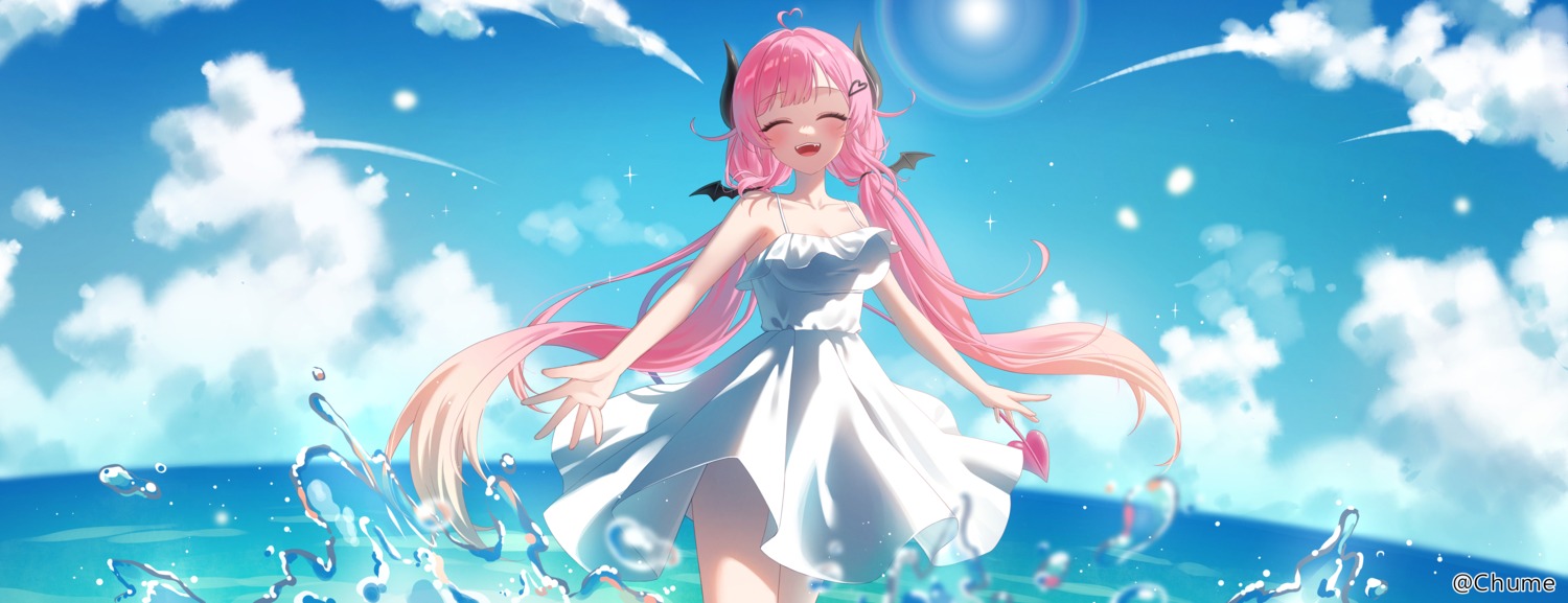 dress, horns, narebi, skirt_lift, summer_dress