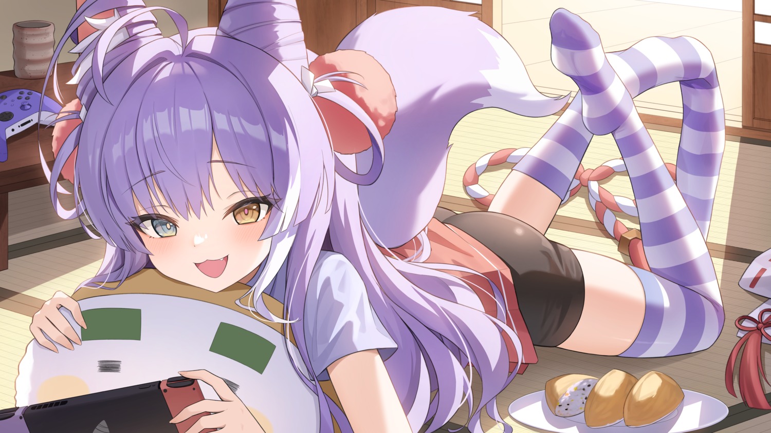 animal_ears, halonakoma9, heterochromia, kitsune, stellive, tail, tenko_shibuki, thighhighs