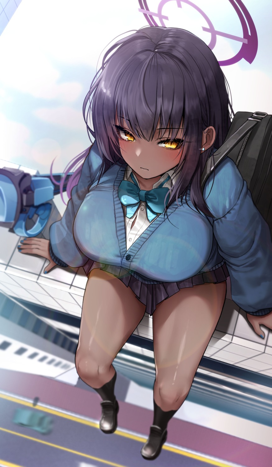 blue_archive, doyoon_7, halo, kakudate_karin, seifuku, sweater