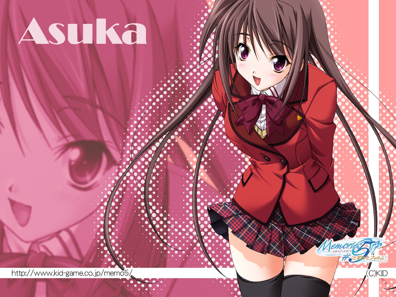 hina_asuka, koshimizu_takayuki, matsuo_yukihiro, memories_off, memories_off_5, seifuku, thighhighs, wallpaper