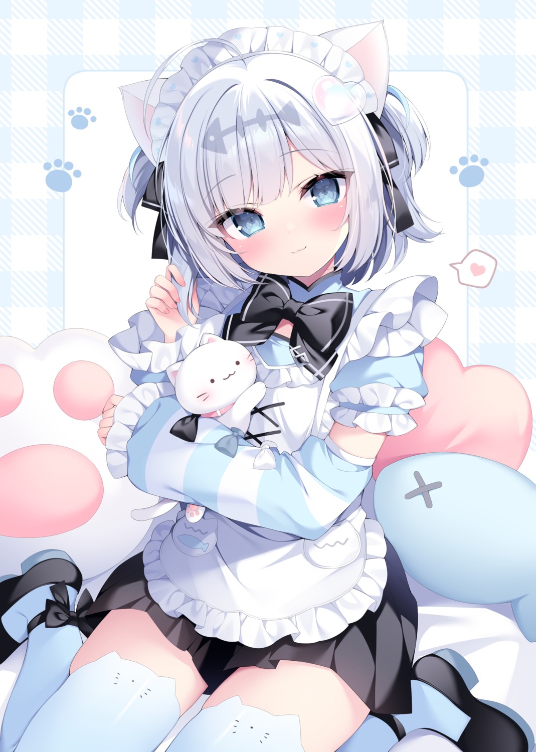 animal_ears, kirimiya_tsurugi, maid, nekomimi, thighhighs