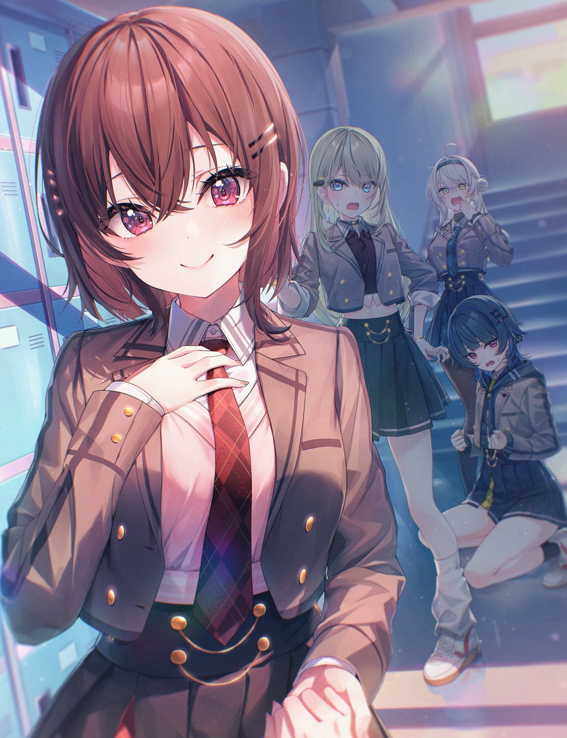 amasaki_amane, chanto_suki_tte_ieru_ko_musou, chihiro_ayaka, kasuga_haru_(chansuki), nanase_nanao, pantyhose, seifuku, shiragiku_hakua
