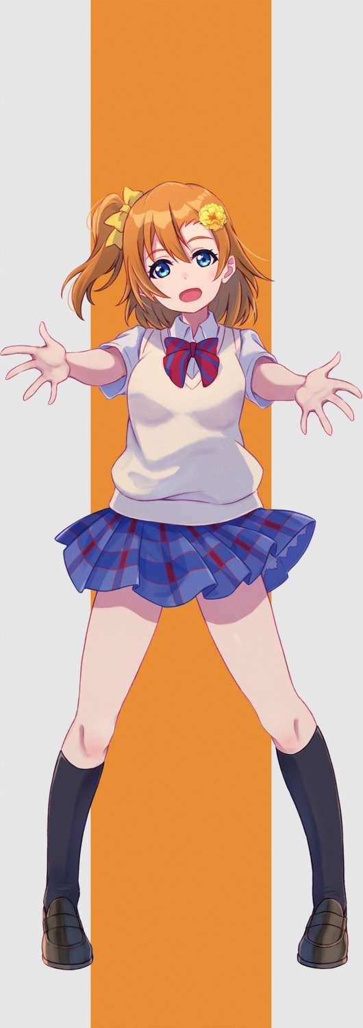 kousaka_honoka, love_live!, love_live!_(series), macken, seifuku, skirt_lift, sweater