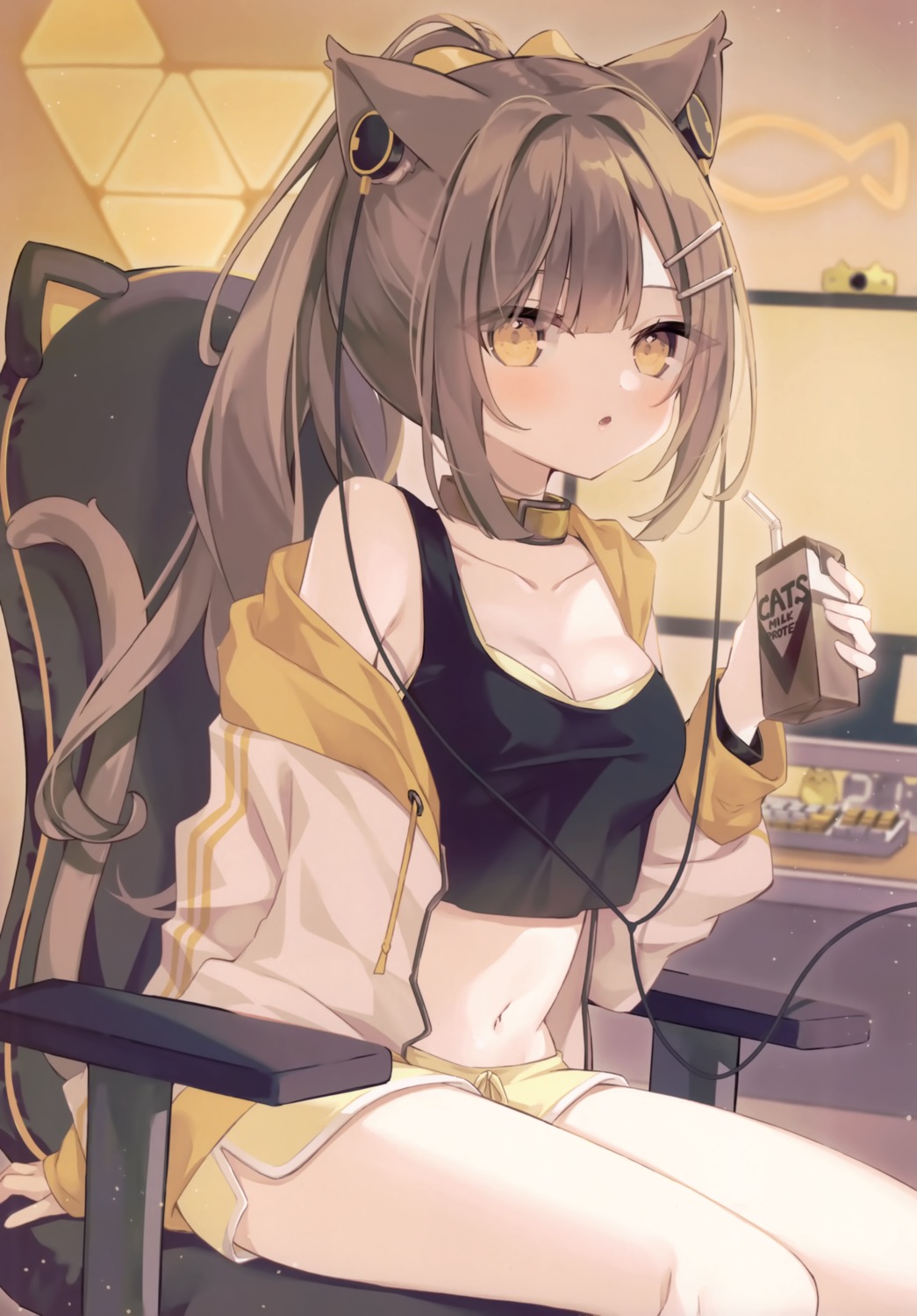 animal_ears, bra, hoshi, kohaku_(hoshi), nekomimi, tail, usagigo
